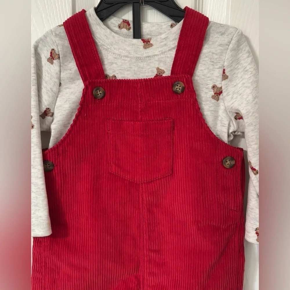 Carter's Vibrant Red Boys Overalls Set 2 Piece 6-9 Months